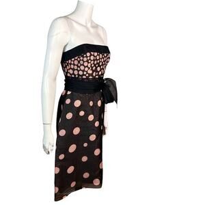 VTG Kay Unger‎ Dress Size 6 Polka Dot pin-up coquette silk Parisian Girl pink